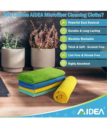 AIDEA Microfiber Cleaning Cloths 8PK - All-Purpose, Highly Absorbent, Lint-Free, Streak-Free Wash Cloth for House, Kitchen, Car, Window - 12in.x 12in. Blue-Orange - Buy Online on GoSupps.com