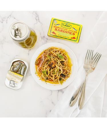 Flower Brand Spiced Sardines in Olive Oil 4.38 oz - Wild Sardines from Morocco | High Protein Keto Snack | Gluten-Free Canned Food (Pack of 5) - Buy Online on GoSupps.com