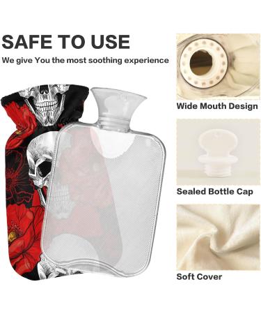 Skull Poppies Hot Water Bottle 2L | Large Hot Water Bag for Cramp & Pain Relief | International Shipping - Buy Online on GoSupps.com