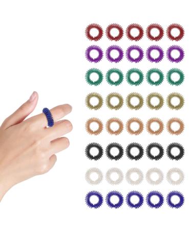 40 pieces finger massage ring 8 colors spiky sensory finger rings anti -stress acupressure rings quiet stress reducer and massage for young adults - Buy Online on GoSupps.com