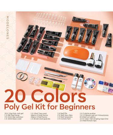 Modelones Poly Gel Nail Kit - 20 Colors with Nail Lamp & Art Tools | Complete Starter Set for Perfect Nail Extensions - Gift Idea for Women - Buy Online on GoSupps.com