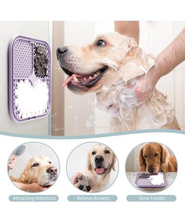 Coomazy Leak Mat for Dogs - 2-Pack Lick Mats with Silicone Spatula & Brush | Slow Feeder Dog Bath & Grooming - Blue & Purple - Buy Online on GoSupps.com
