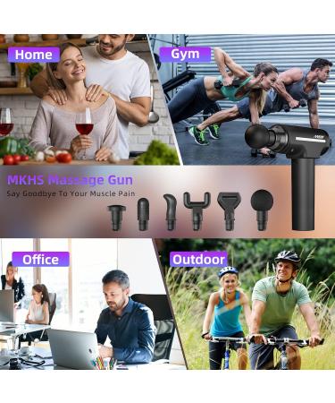 MKHS Muscle Massage Pistol Gun - 30 Speeds 3200 RPM 6 Heads for Deep Tissue Relief | International Shipping - Buy Online on GoSupps.com