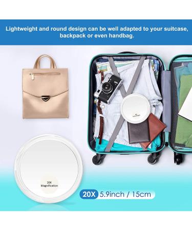 6 Inch 20X Magnifying Mirror with Suction Cups - Portable Vanity Travel Mirror for Home/Hotel - Clear Transparent - Perfect Gift for Women - Buy Online on GoSupps.com