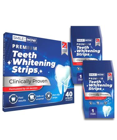 Teeth Whitening Strips - 20 Pap Teeth Whitener Sessions - Made in The UK - Non-Sensitive 40 Peroxide Free Strips - Enamel Safe by SMILE:NOW Mint 20 count (Pack of 1)