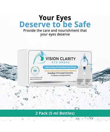 Vision Clarity Eye Drops 1% Carnosine - Antioxidant Lubricants for Dry Eyes & Cataracts - 2 Vials x 5ml - Buy Online on GoSupps.com