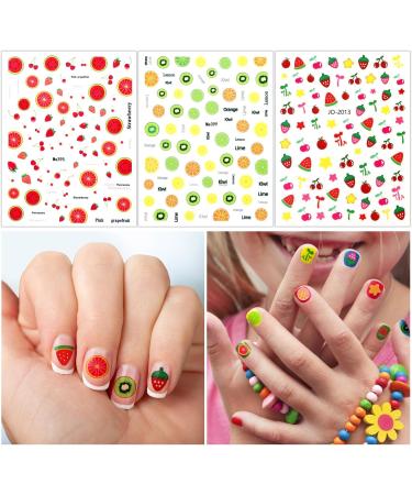 JSRQT 12 Sheets Nail Stickers Cute for Kids and Little Girls Self Adhesive Nail Art Stickers for Women Colorful Mermaid Flower Leaves Fruits Design Nail Sticker Supplies for Nail Art Decoration - Buy Online on GoSupps.com