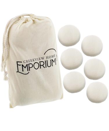 Wool Dryer Balls - 2.8in Natural Reusable 6pk Fragrance-Free Laundry Balls for Sensitive Skin