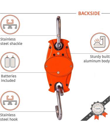  Digital Hanging Scale 660 LB 300 KG Cast Aluminum Case - Heavy Duty Waterproof Fish Scale - Portable Crane Scale for Luggage Weight Suitcase Hunting Farm Bow Fishing Scale Heavy Duty Orange - Buy Online on GoSupps.com