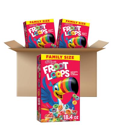 Kellogg's Froot Loops Breakfast Cereal, Fruit Flavored, Breakfast Snacks with Vitamin C, Original, 4.79lb Case (3 Boxes) Original 3 Pack (18 oz Box)