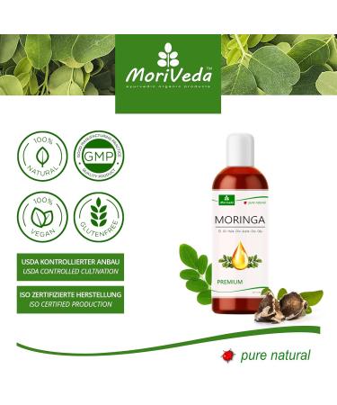 Moringa Oil Premium 100ml | Cold-Pressed Oleifera Seed Oil for Skin Hair Wounds & Anti-Aging | Moriveda - Buy Online on GoSupps.com