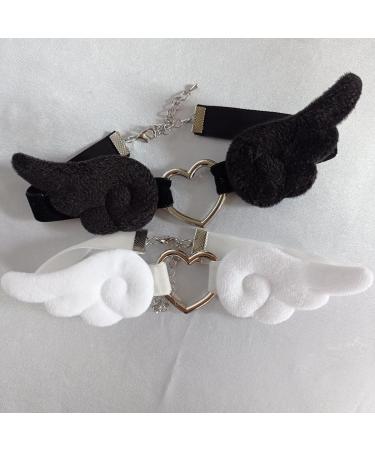 Southjieling Stylish Black and White Angel-Wing Necklace | Unique Choker Pendant for Women & Girls | Elegant Chain Accessory - Shop Internationally - Buy Online on GoSupps.com