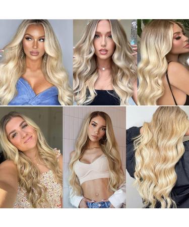 ALIMICE Long Blonde Lace Front Wig | Wavy Ombre Synthetic Hair with Dark Roots - Ideal for Parties and Daily Wear - Buy Online on GoSupps.com