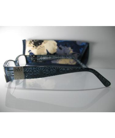 Foster Grant Posh Blue & Silver Flower Women's Reading Glasses +2.75 | Includes Hard Case & Microfiber Cloth - Stylish & Functional International Shipping - Buy Online on GoSupps.com