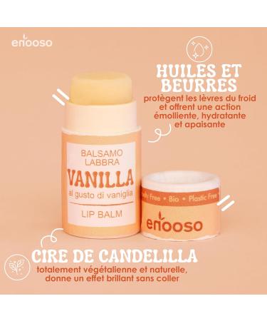Enooso - Baume a Levre Hydratant Naturel pour Levre Gerc es VANILLE Soins Pour Les L vres Protection Longue Dur e Stick levre Ski Lip Balm Vegan 100% Stick Levres Hydratant 10 ml Vanille 10 ml - Buy Online on GoSupps.com