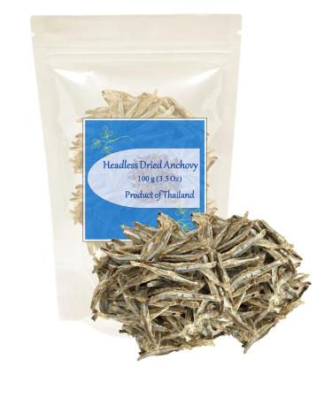 Dried Anchovy Headless Deep-frying as Snack or add flavor to soups, side dish Product of Thailand 3.5 Oz.(100) 100.0 Grams