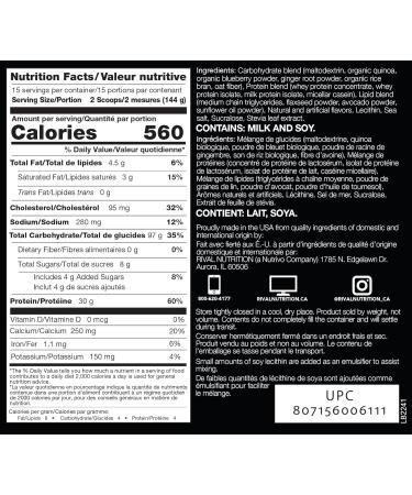 RIVALUS Clean Gainer Creamy Vanilla 5 lb - Delicious Lean Mass Gainer with Premium Dairy Proteins Complex Carbohydrates Quality Lipids No Banned Substances - Buy Online on GoSupps.com