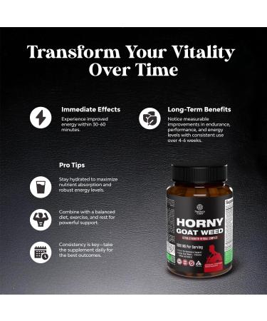 Bundle of Horny Goat Weed for Male Enhancement - Extra Strength Horny Goat Weed for Men and Advanced Lion's Mane Mushroom Supplement Capsules with Reishi for Brain Health Memory Support & Focus - Buy Online on GoSupps.com