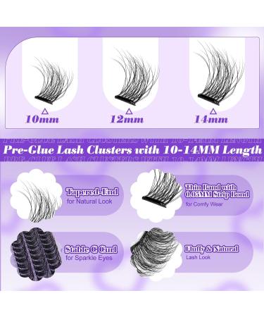 Self Adhesive Lashes Clusters - Fluffy Wispy Eyelash Extensions | Reusable Press On Lashes | No Glue Needed | 10-14mm C Curl | 126pcs by Yawamica - Buy Online on GoSupps.com