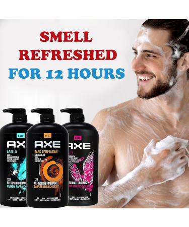 Shop Axe Men's Body Wash Variety Set - 3 Scents (Dark Temptation Apollo Excite) | 3-in-1 Body & Face Wash | 33.8 oz Pump Bottle - International Shipping Available - Buy Online on GoSupps.com