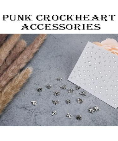 Cross Nail Art Charms 3D Cute Punk Metal Nail Decorations for Women & Girls - 50PCS Antique Silver DIY Manicure Accessories Retro Rose Studs Rivets Hearts Ornaments - Buy Online on GoSupps.com