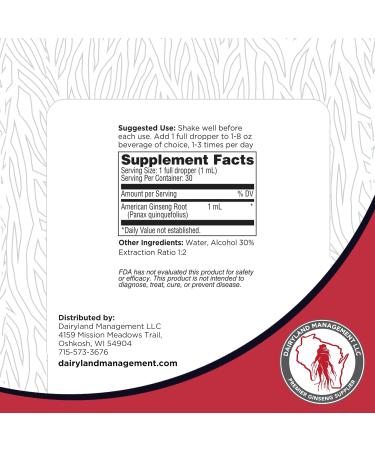 Dairyland American Ginseng Extract 2 Fl oz Authentic Wisconsin Ginseng Liquid for Healthy Energy Vitality Mood and More- Non-GMO Gluten Free - Ginseng Herb Supplement for Daily Use American Ginseng Extract 2 Fl O  - Buy Online on GoSupps.com