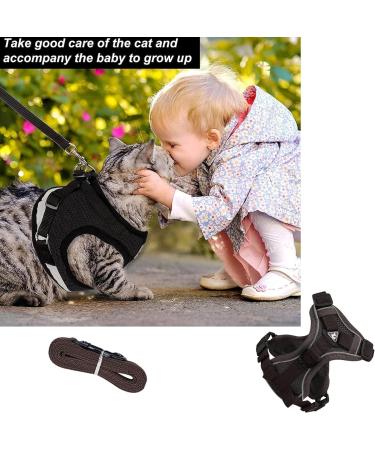 Cat Harness and Lead Set Soft Mesh Puppy Harness for Outdoor Escape-Proof Cat Kitten Harness with Leash Set for Walking Leash Adjustable Reflective Strips Vest Harnesses M Black - Buy Online on GoSupps.com