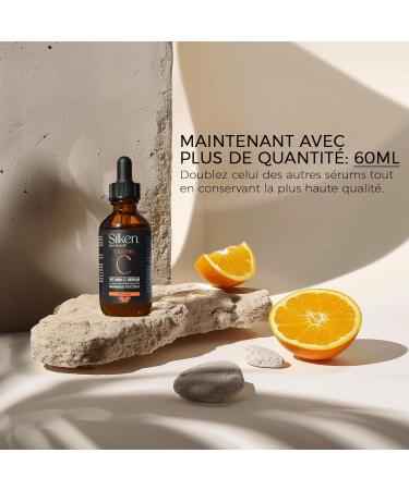 Vitamin C Serum (60 ml) with Hyaluronic Acid and Vitamin E. Anti-wrinkle | Anti-dark circles | Skin blemish corrector | Facial hydration. Firm smooth and luminous skin. 100% vegan - SILKEN - Buy Online on GoSupps.com