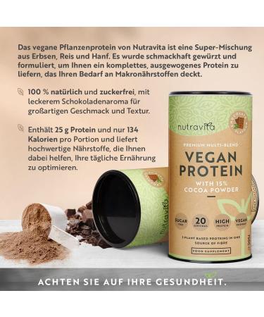 Buy Nutravita Vegan Protein Powder - Chocolate Flavor (750g) | 25g Protein 9 Essential Amino Acids | Low Sugar & Calories | Ideal for Muscle Mass - Buy Online on GoSupps.com