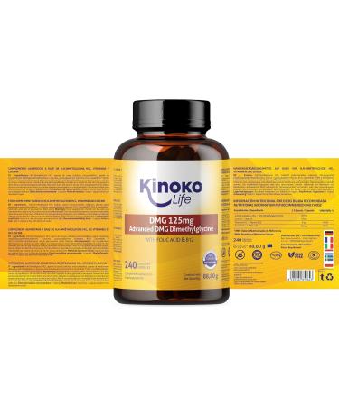 DMG Advanced 125 mg 240 Pure Dimethylglycine Capsules - With Folic Acid & B12 for Improved DMG Absorption Gluten Free Non-GMO Vegan. Memory Stress Concentration - Buy Online on GoSupps.com