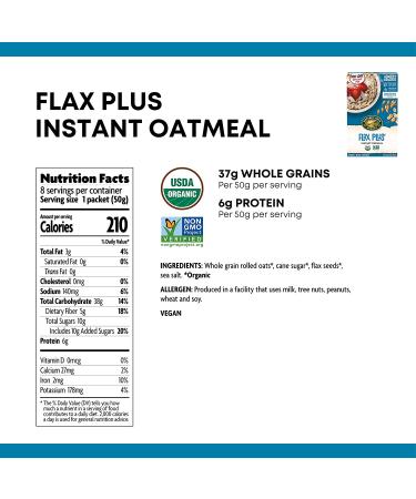 Natureâ€™s Path Flax Plus Instant Oatmeal - Organic & Healthy, 8 PouchesBox, 14oz (Pack of 6) - Buy Online on GoSupps.com