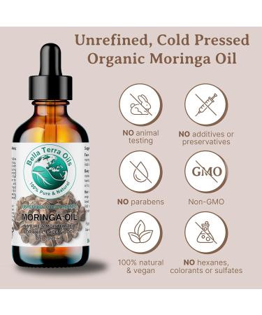 Organic Moringa Seed Oil - Bella Terra Oils | Cold-Pressed Facial Elixir | 2 oz | High in Vitamins A C & E for Radiant Beauty - Buy Online on GoSupps.com