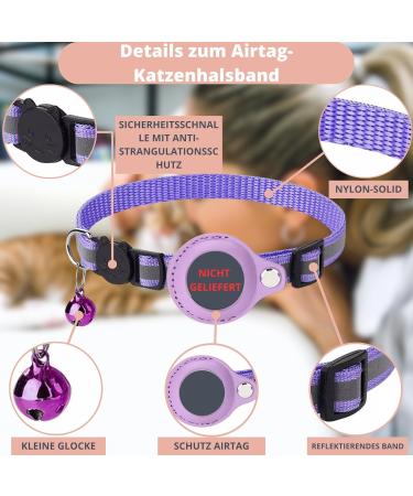Buy Croc-Cat Airtag Cat Neck Band - Purple | Safety Buckle Collar for Kittens & Small Dogs | Compatible with Apple Airtag - Buy Online on GoSupps.com
