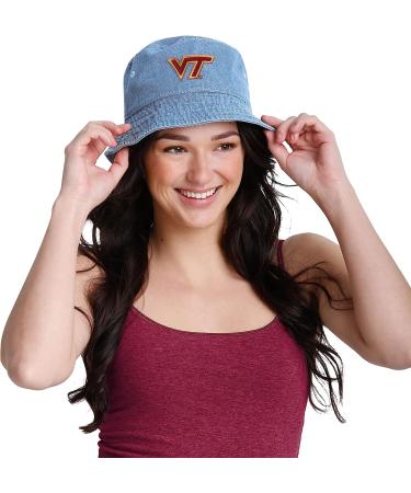 Virginia Tech Hokies NCAA Outdoor Sun Bucket Hat - Women's College Team Logo Fashion, Denim - One Size - Buy Online on GoSupps.com
