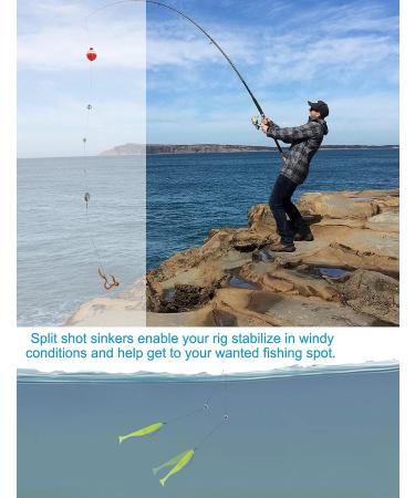 Avlcoaky Split Shot Fishing Weights 0.15oz 50-Pack - Large Sinkers for Fishing Line, Removable Round Split Shot Sinkers for Saltwater & Freshwater Fishing - Buy Online on GoSupps.com