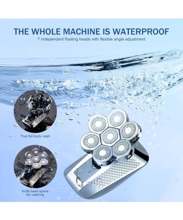 Head Shavers for Men IPX7 Skull Shaver 7D Rechargeable Rotary Shaver 5-in-1 Bald Men's Shaver Electric Razor Grooming Kit with Nose Trimmer and Hairdresser's Scissors - Buy Online on GoSupps.com