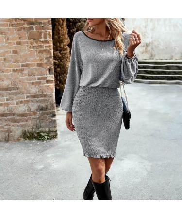 Hanxiulin Women's Silver Sequin Party Dress - Short Christmas Cocktail & Wedding Dresses - Buy Online on GoSupps.com