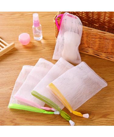 50 PCS Exfoliating Mesh Soap Bag Soap Saver Bags Soap Net Soap Bag Soap Saver Pouch Drawstring Holder Bags (Random color)