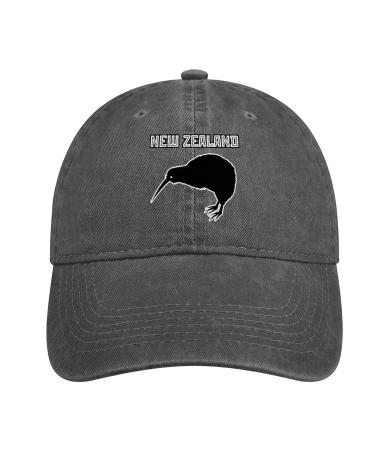New Zealand Kiwi Bird Design Denim Cap Cotton Baseball Hat Adjustable Vintage for Men Women Charcoal-style