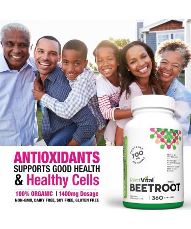 PlantVital Organic Beet Root Capsules - 1400mg per dose Beet Root Powder Beet Root Supplement Antioxidant Supplement - Protects Against Oxidative Damage and Free Radicals - 360 Vegan Capsules 6-Month Supply 360 count (Pack of 1) - Buy Online on GoSupps.com