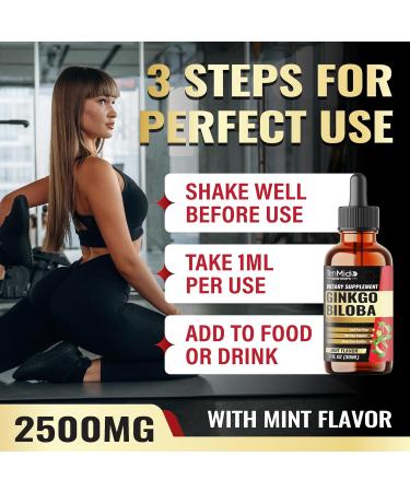 Tenmido Ginkgo Biloba 2500mg - Herbal Extract Liquid Supplement | Alcohol-Free Vegan Non-GMO - 30ml 1 Fl OZ - Buy Online on GoSupps.com