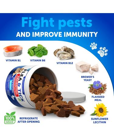 Flea and Tick Prevention for Dogs Chewables - Flea and Tick Treatment for Dogs - Natural Flea and Tick Supplement for Dogs - Oral Flea Pills for Dogs - Pest Defense - All Breeds and Ages Brown 120 Chews - Buy Online on GoSupps.com