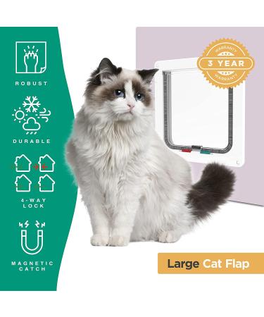 Hakuna Pets Standard Cat and Small Pet Door - Large White (Up to 20 lbs) - Buy Online on GoSupps.com