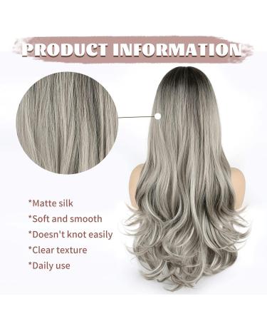 Faelbaty Long Curls Silver-Gray Wig | Ombre Brown to Gray | Natural Look | Ideal for Women & Girls - Party & Cosplay (24 Rh6/171/gray) - Buy Online on GoSupps.com