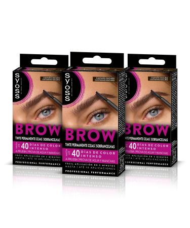 Syoss Syoss Brow Tint Permanent Eyebrow Color Dark Brown 3 Count Total Coverage & Long Lasting Color