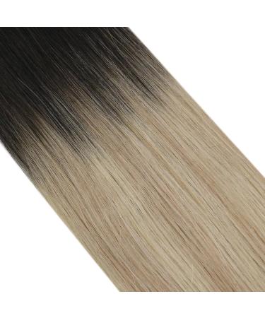 Moresoo Human Hair Extensions Tape in Balayage #1B/18/60 20 Inch - Natural Black to Ash Blonde with Platinum Blonde Highlights - 20 Pieces/50g - Buy Online on GoSupps.com