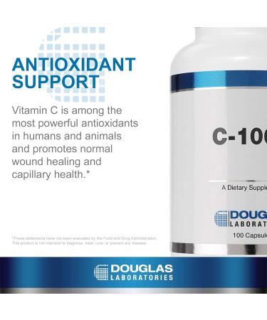 Douglas Laboratories C-1000 | 100% Pure Vitamin C to Support Skin Blood Vessels Tendons Joint Cartilage and Bone | 100 Capsules 100 Count (Pack of 1) - Buy Online on GoSupps.com