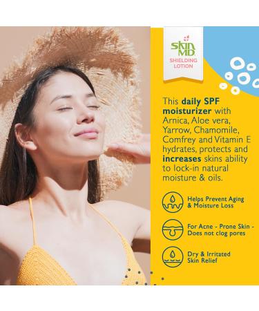 Skin MD Shielding Lotion 4oz + SPF 15 - Eczema & Psoriasis Relief for Face Body & Hands | Best Dry Skin Remedy - Buy Online on GoSupps.com