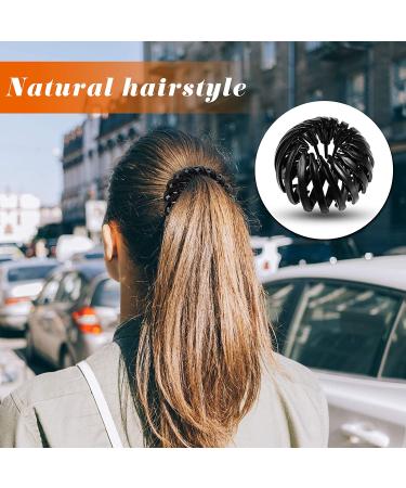 4-Piece Bird Nest Hair Clips Set | Expandable Ponytail Holder & Vintage Geometric Hairpin | Green Brown Color - Buy Online on GoSupps.com
