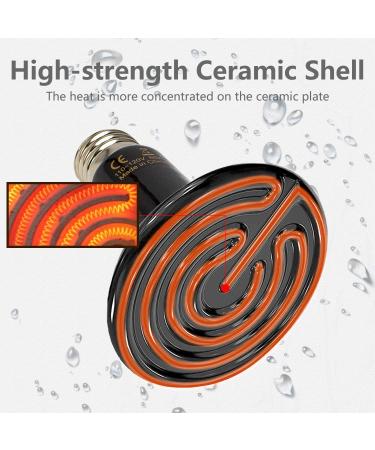 BOEESPAT Ceramic Heat Emitter 150W 2-Pack Reptile Heat Lamp Bulb for Pet Brooder - Black - Buy Online on GoSupps.com